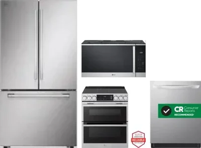 4 Piece Package Includes Refrigerator, Range, Microwave And Dishwasher