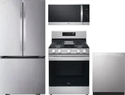 4 Piece Package Includes Refrigerator, Range, Microwave And Dishwasher