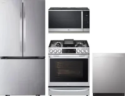 4 Piece Package Includes Refrigerator, Range, Microwave And Dishwasher