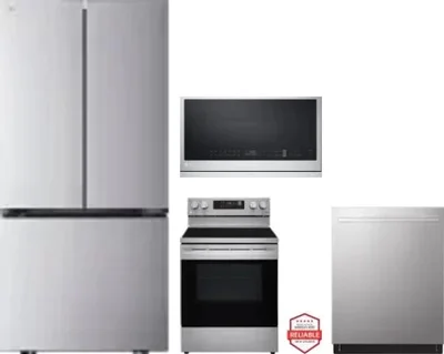 4 Piece Package Includes Refrigerator, Range, Microwave And Dishwasher