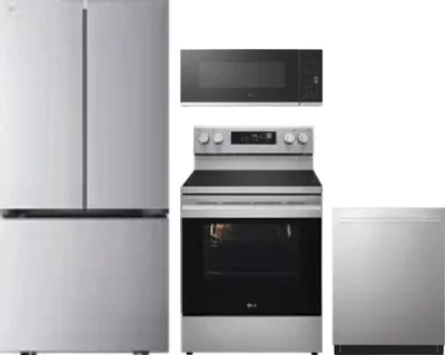 4 Piece Package Includes Refrigerator, Range, Microwave And Dishwasher
