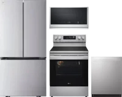 4 Piece Package Includes Refrigerator, Range, Microwave And Dishwasher