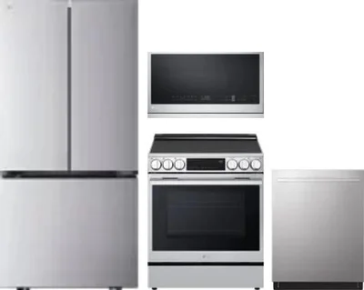 4 Piece Package Includes Refrigerator, Range, Microwave And Dishwasher