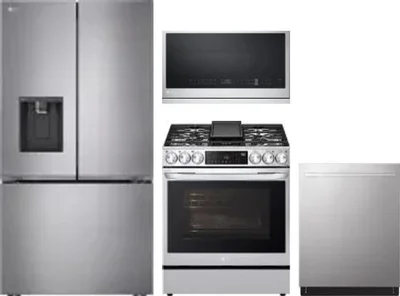 4 Piece Package Includes Refrigerator, Range, Microwave And Dishwasher