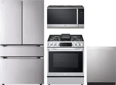 4 Piece Package Includes Refrigerator, Range, Microwave And Dishwasher