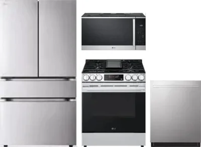 4 Piece Package Includes Refrigerator, Range, Microwave And Dishwasher