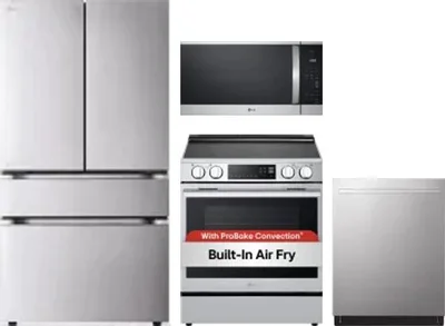 4 Piece Package Includes Refrigerator, Range, Microwave And Dishwasher