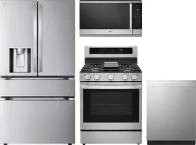 4 Piece Package Includes Refrigerator, Range, Microwave And Dishwasher