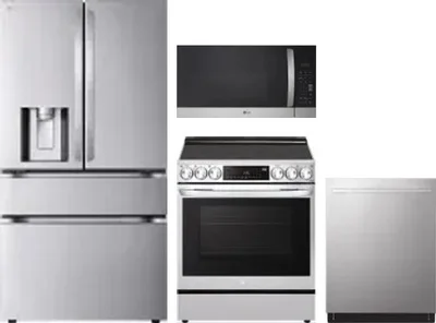 4 Piece Package Includes Refrigerator, Range, Microwave And Dishwasher
