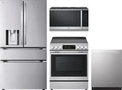 4 Piece Package Includes Refrigerator, Range, Microwave And Dishwasher