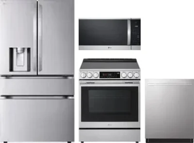 4 Piece Package Includes Refrigerator, Range, Microwave And Dishwasher