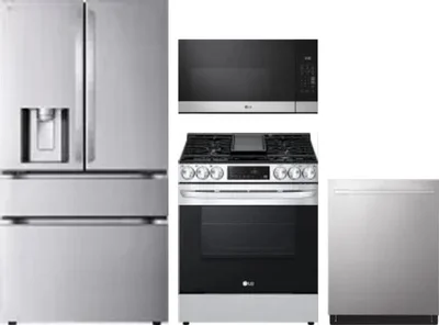 4 Piece Package Includes Refrigerator, Range, Microwave And Dishwasher