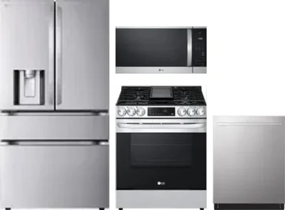 4 Piece Package Includes Refrigerator, Range, Microwave And Dishwasher