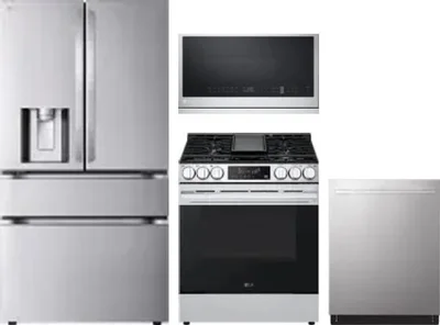 4 Piece Package Includes Refrigerator, Range, Microwave And Dishwasher