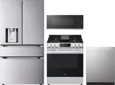 4 Piece Package Includes Refrigerator, Range, Microwave And Dishwasher
