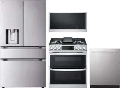 4 Piece Package Includes Refrigerator, Range, Microwave And Dishwasher