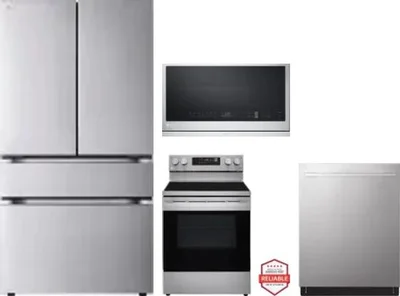 4 Piece Package Includes Refrigerator, Range, Microwave And Dishwasher