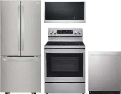 4 Piece Package Includes Refrigerator, Range, Microwave And Dishwasher