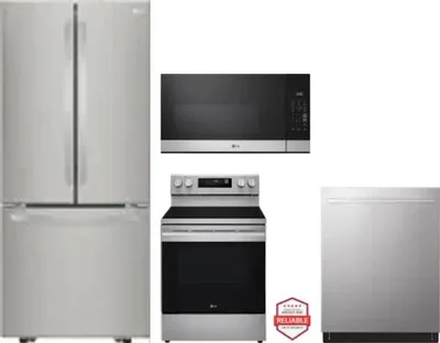 4 Piece Package Includes Refrigerator, Range, Microwave And Dishwasher