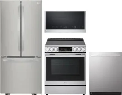 4 Piece Package Includes Refrigerator, Range, Microwave And Dishwasher