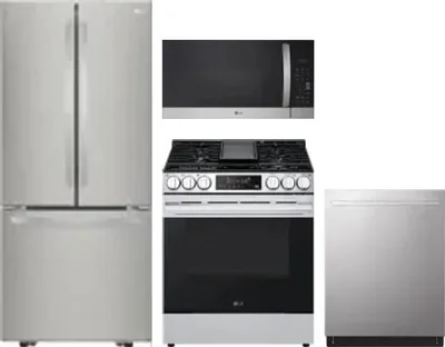 4 Piece Package Includes Refrigerator, Range, Microwave And Dishwasher
