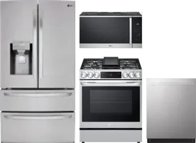 4 Piece Package Includes Refrigerator, Range, Microwave And Dishwasher
