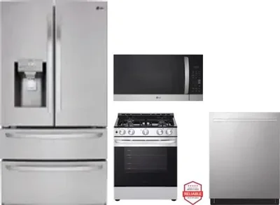4 Piece Package Includes Refrigerator, Range, Microwave And Dishwasher