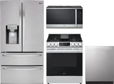 4 Piece Package Includes Refrigerator, Range, Microwave And Dishwasher