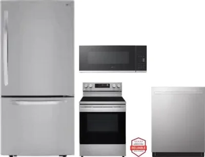 4 Piece Package Includes Refrigerator, Range, Microwave And Dishwasher
