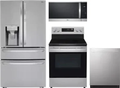 4 Piece Package Includes Refrigerator, Range, Microwave And Dishwasher