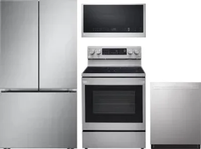 4 Piece Package Includes Refrigerator, Range, Microwave And Dishwasher