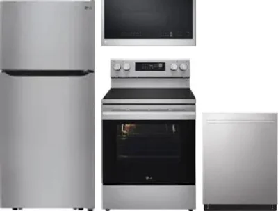 4 Piece Package Includes Refrigerator, Range, Microwave And Dishwasher