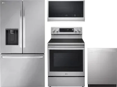 4 Piece Package Includes Refrigerator, Range, Microwave And Dishwasher