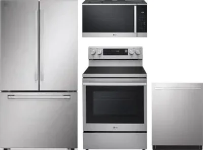 4 Piece Package Includes Refrigerator, Range, Microwave And Dishwasher
