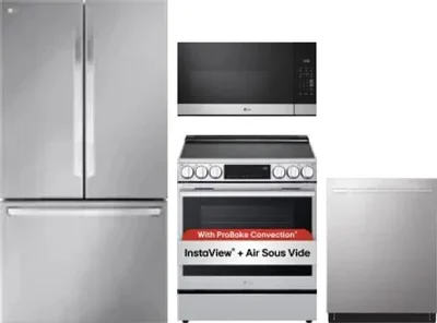 4 Piece Package Includes Refrigerator, Range, Microwave And Dishwasher