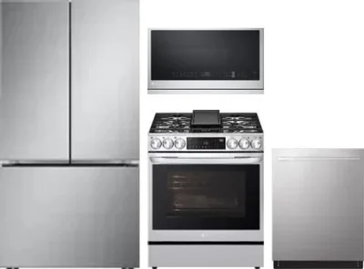 4 Piece Package Includes Refrigerator, Range, Microwave And Dishwasher