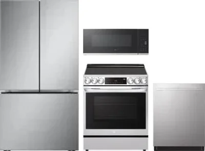 4 Piece Package Includes Refrigerator, Range, Microwave And Dishwasher