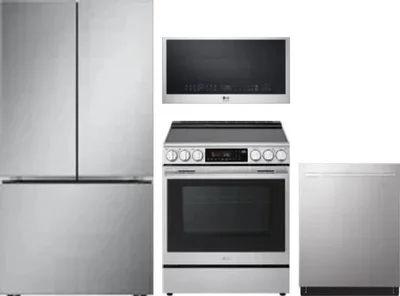 4 Piece Package Includes Refrigerator, Range, Microwave And Dishwasher