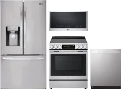 4 Piece Package Includes Refrigerator, Range, Microwave And Dishwasher