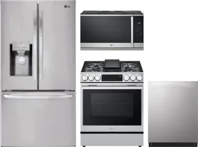4 Piece Package Includes Refrigerator, Range, Microwave And Dishwasher