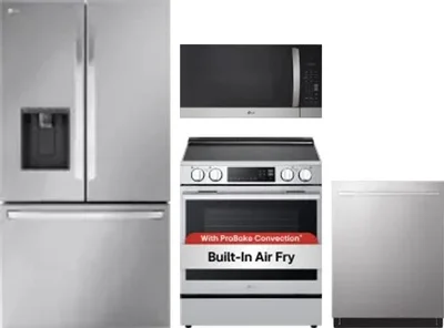 4 Piece Package Includes Refrigerator, Range, Microwave And Dishwasher