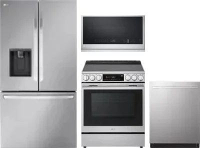 4 Piece Package Includes Refrigerator, Range, Microwave And Dishwasher