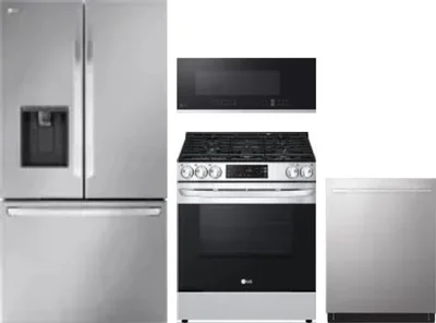 4 Piece Package Includes Refrigerator, Range, Microwave And Dishwasher