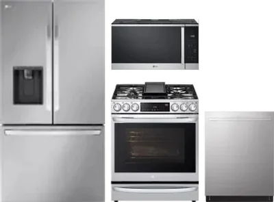 4 Piece Package Includes Refrigerator, Range, Microwave And Dishwasher