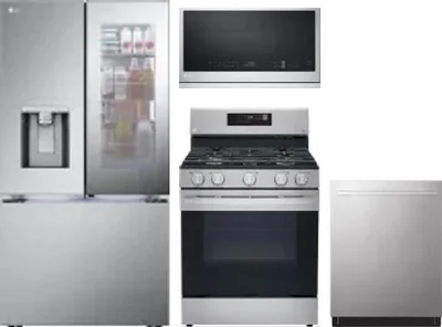 4 Piece Package Includes Refrigerator, Range, Microwave And Dishwasher