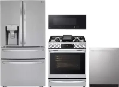 4 Piece Package Includes Refrigerator, Range, Microwave And Dishwasher