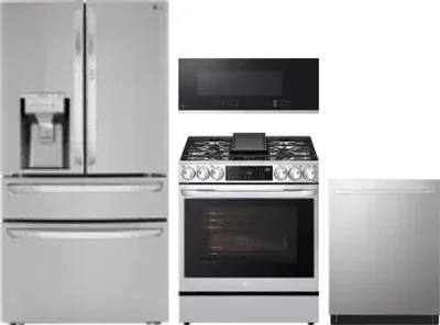 4 Piece Package Includes Refrigerator, Range, Microwave And Dishwasher