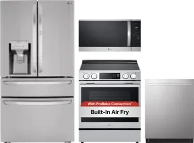 4 Piece Package Includes Refrigerator, Range, Microwave And Dishwasher