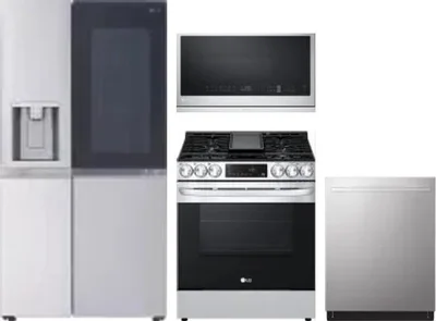 4 Piece Package Includes Refrigerator, Range, Microwave And Dishwasher