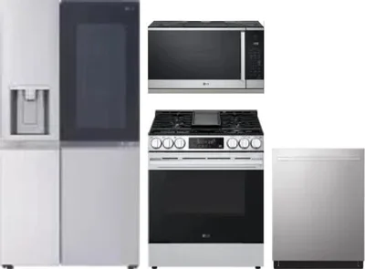 4 Piece Package Includes Refrigerator, Range, Microwave And Dishwasher